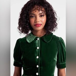 ModCloth Such a Stunner Velvet Shirt Dress